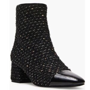 Steve Madden Eiffel Bootie, Tweed‎ Black Sparkle, Low Block Heel, Size 8.5, NWT